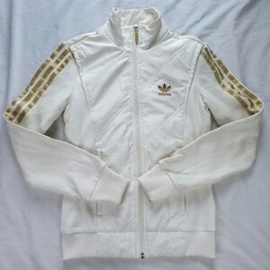 Adidas Superstar 50th Anniversary White With Gold Stripes Zip Up Jacket